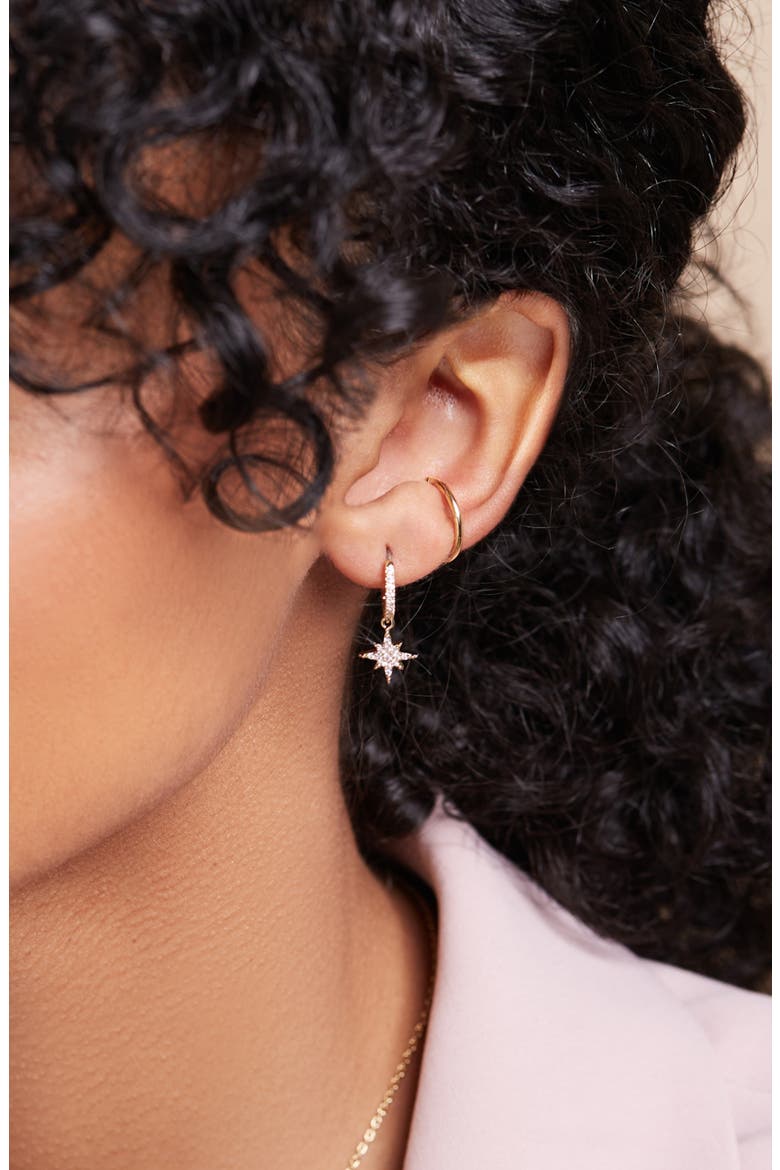 Crescent Moon Huggie Hoops - Celeste, Alternate, color, Gold