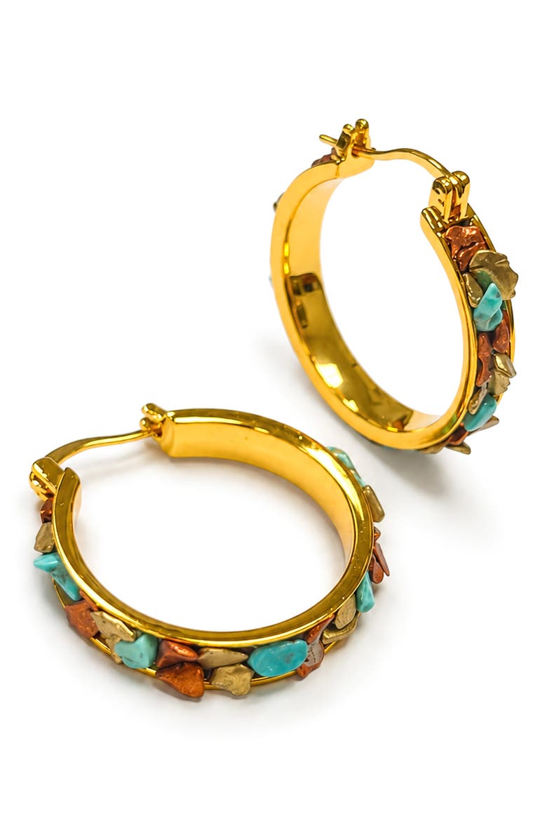 Turquoise Hoop Earrings, Main, color, GOLD