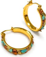LA MENO Turquoise Hoop Earrings