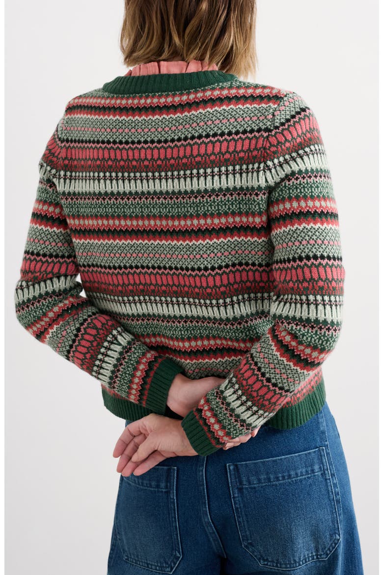 Percella Cove Fair Isle Merino Wool Blend Cardigan, Alternate, color, WEAVING NEEDLE DARK