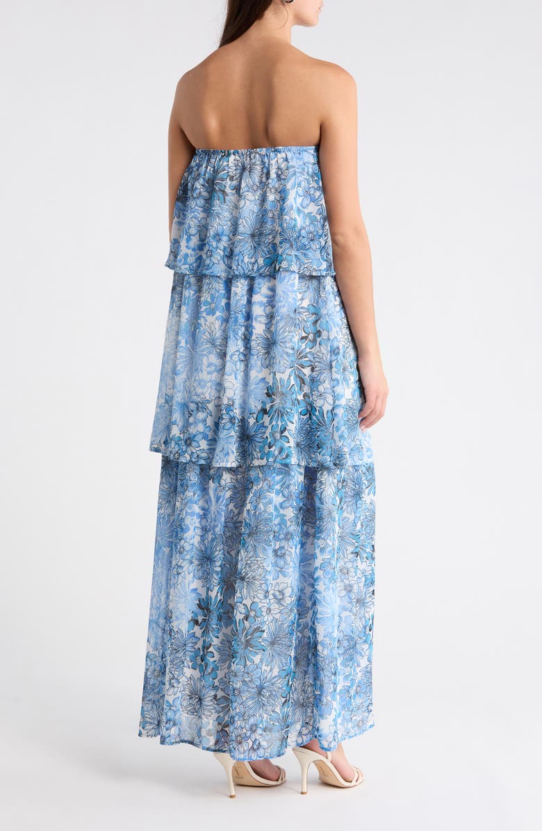 SUGARLIPS Tierra Floral Briary Strapless Dress, Alternate, color, Blues