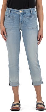 KUT from the Kloth Amy Welt Pocket Low Rise Crop Slim Straight Leg Jeans