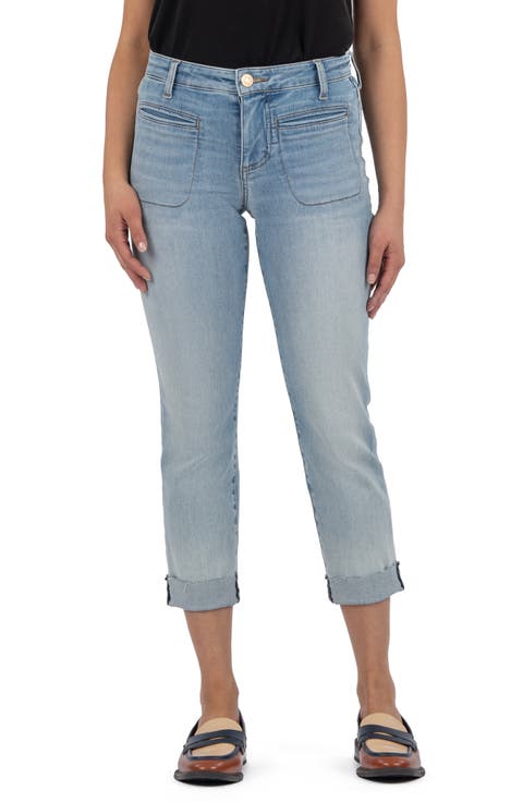 KUT from the Kloth Amy Welt Pocket Low Rise Crop Slim Straight Leg Jeans (Valor) (Regular & Petite)