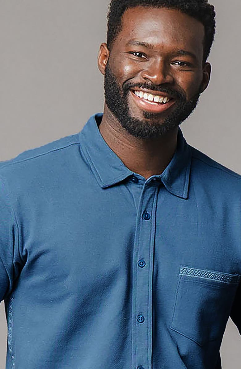 Hope & Henry Organic Pique Short Sleeve Shirt, Alternate, color, Stone Blue