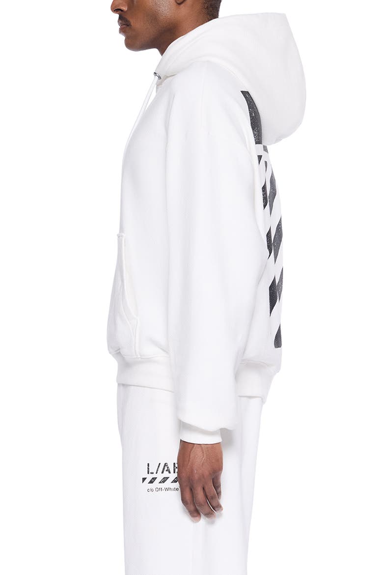Diagonal Stripe Logo Cotton French Terry Graphic Hoodie, Alternate, color, WHITE