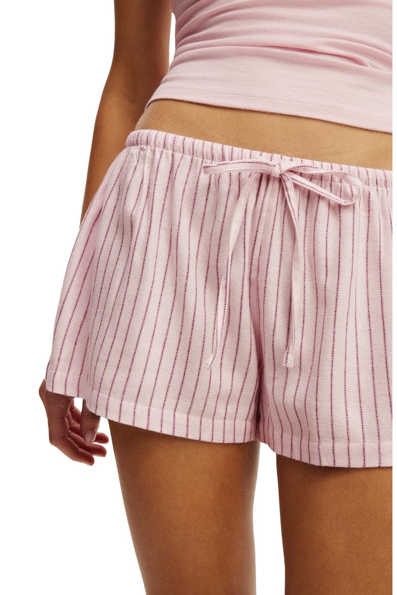 Women's Cloud Soft Flannel Short, Alternate, color, Gerry Stripe Pink Kiss Black