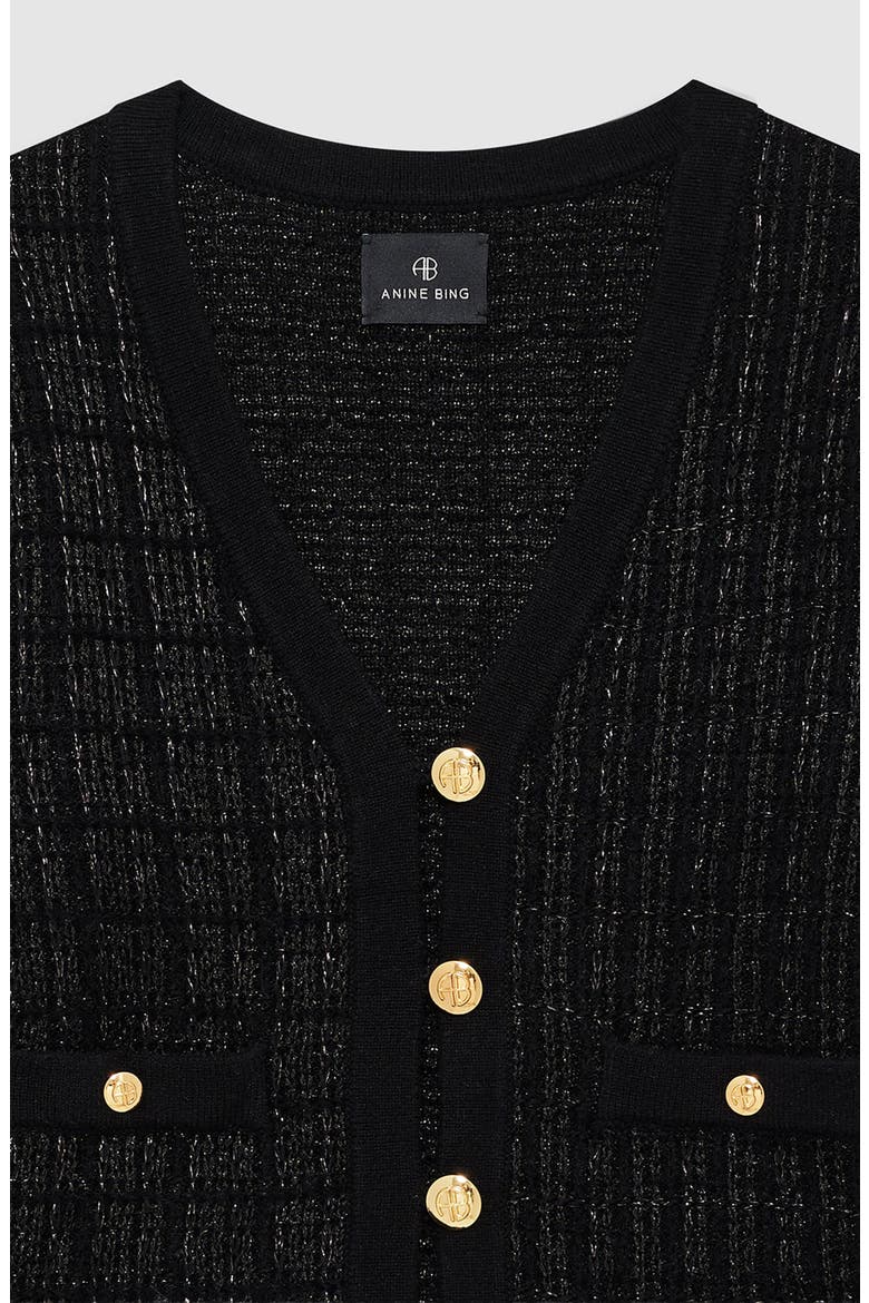 Tessa Tweed Cardigan, Alternate, color, Black