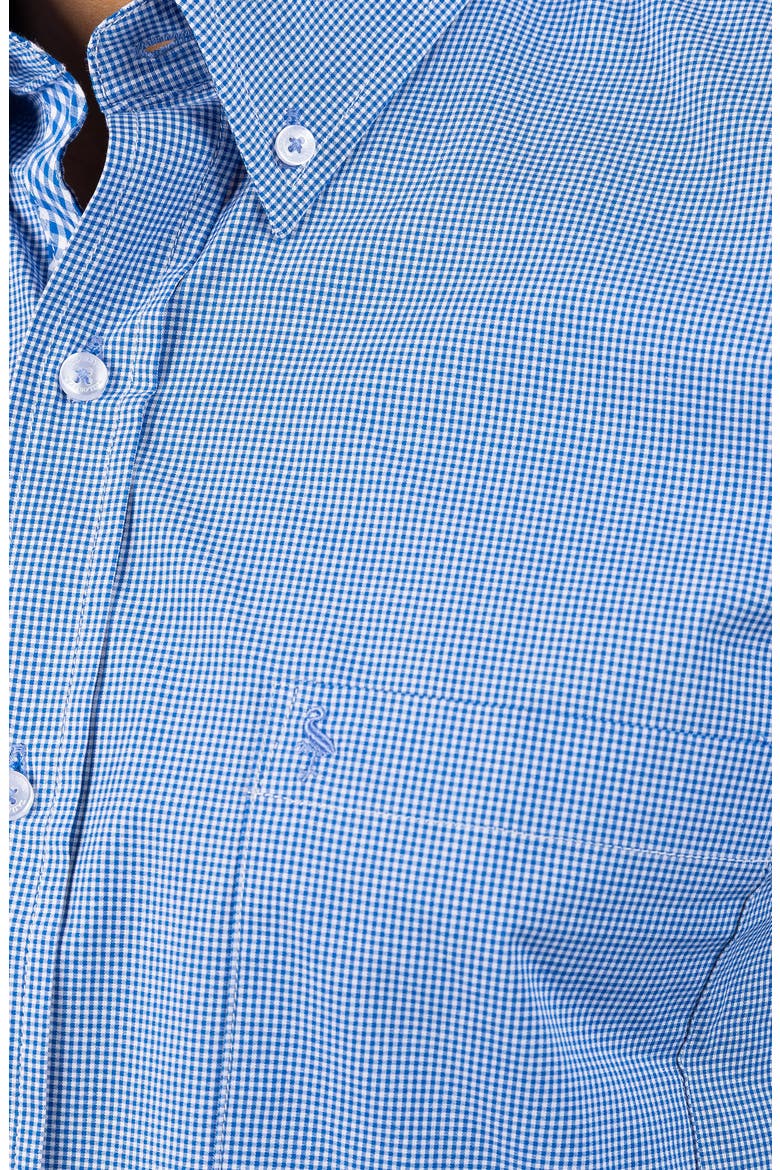 Micro Gingham Stretch Cotton Button-Up Shirt, Alternate, color, ROYAL