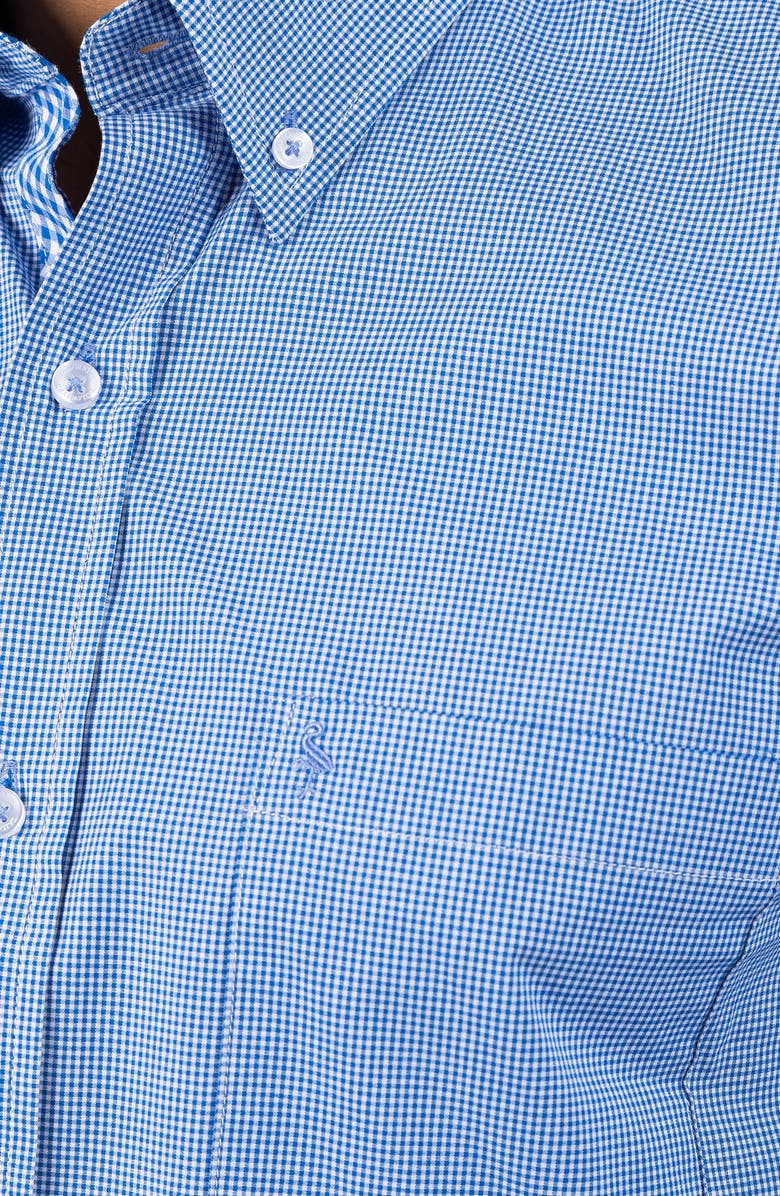 TailorByrd Micro Gingham Stretch Cotton Button-Up Shirt, Alternate, color, Royal