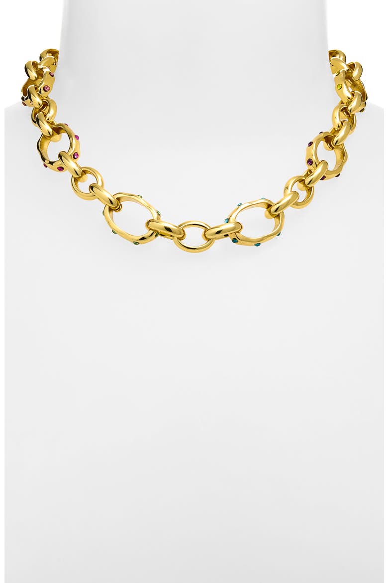 Multicolor Cubic Zirconia Chain Necklace, Alternate, color, GOLD