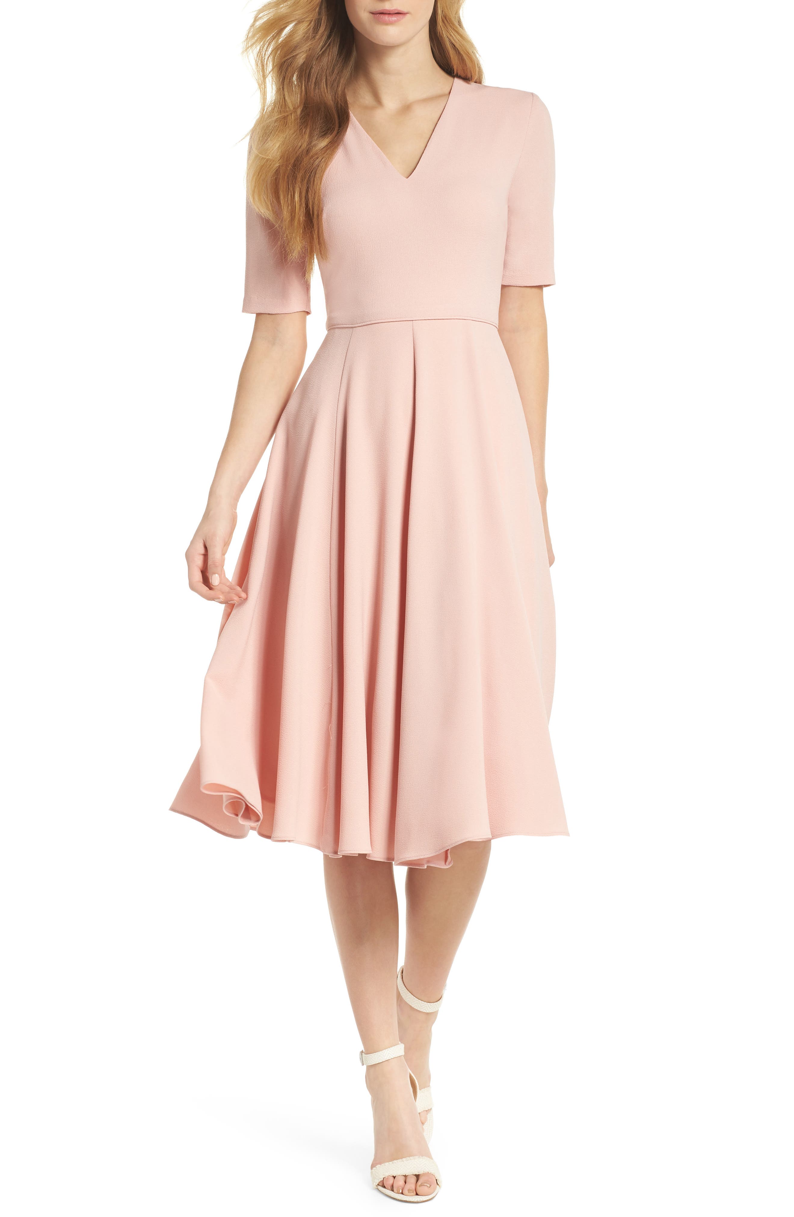 Gal Meets Glam Collection Edith City Crepe Fit & Flare Midi Dress (Nordstrom Exclusive)