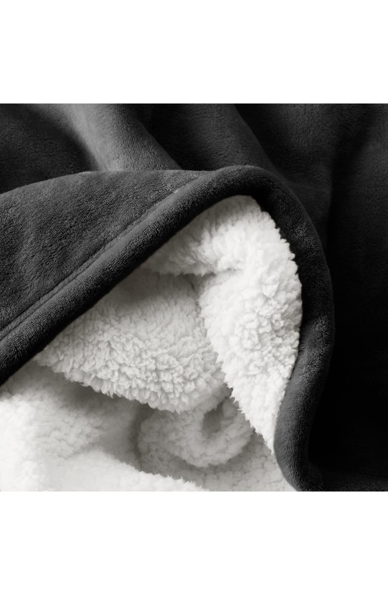 Bare Home Reversible Plush Fleece Throw Blanket, Alternate, color, Black