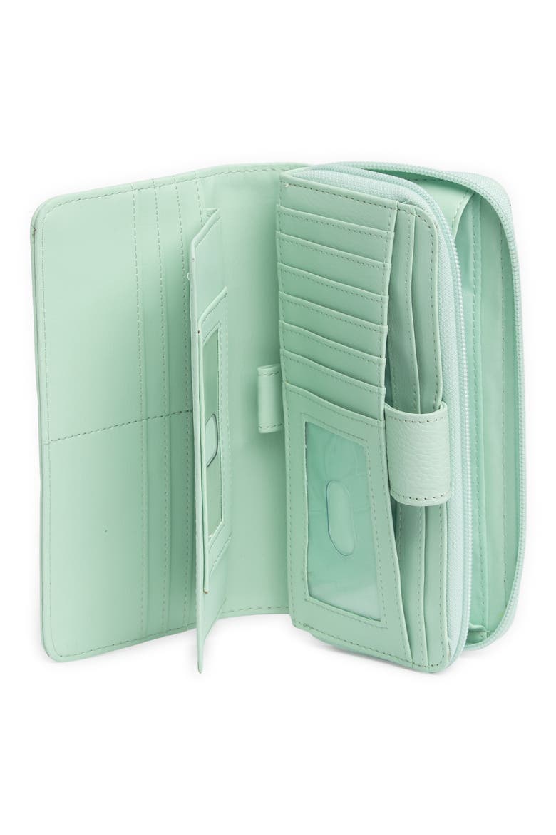 All-in-One Leather Continental Wallet, Alternate, color, MISTY JADE