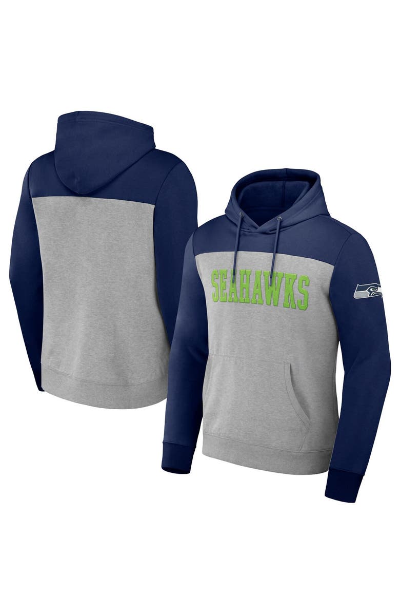 NFL X DARIUS RUCKER Men's NFL x Darius Rucker Collection by Fanatics Heather Gray Seattle Seahawks Color Blocked Pullover Hoodie, Alternate, color, Heather Gray