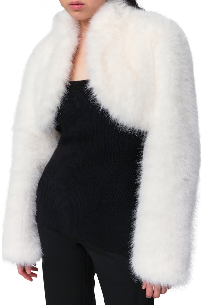 Odette Pluche™ Faux Fur Bolero, Main, color, BLANC