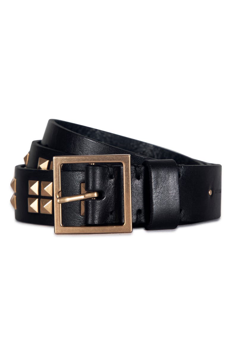 AllSaints Pyramid Stud Leather Belt, Alternate, color, 