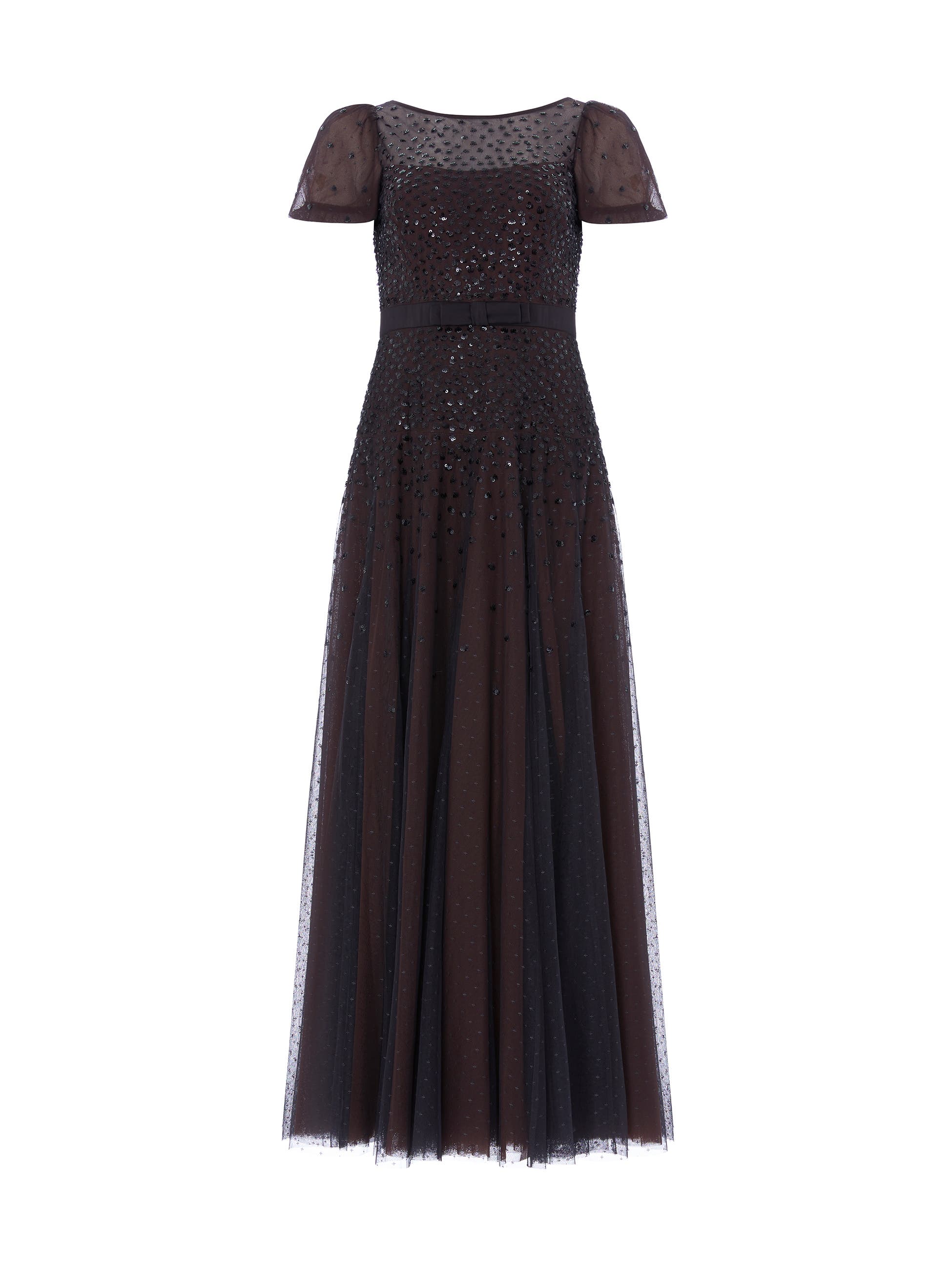 Needle & Thread Sequin Cascade Bow Short Sleeve Gown (Women) | Nordstrom