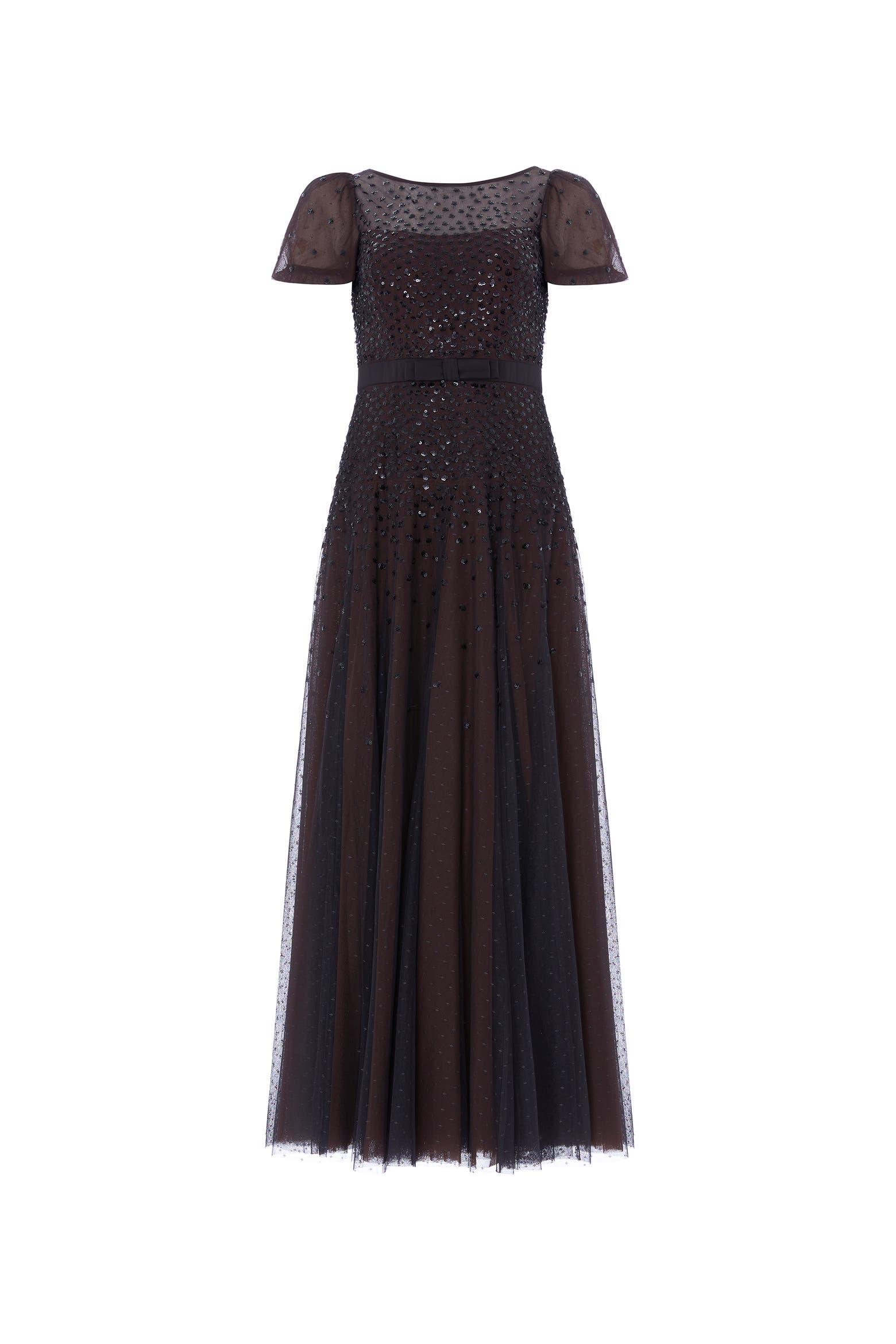 Short Syringes Needle & Thread Sequin Cascade Bow Short Sleeve Gown (Women) | Nordstrom