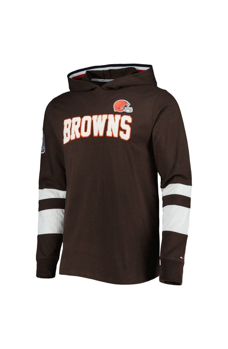 Tommy Hilfiger Men's Tommy Hilfiger Brown/White Cleveland Browns Alex Long Sleeve Hoodie T-Shirt, Alternate, color, Brown