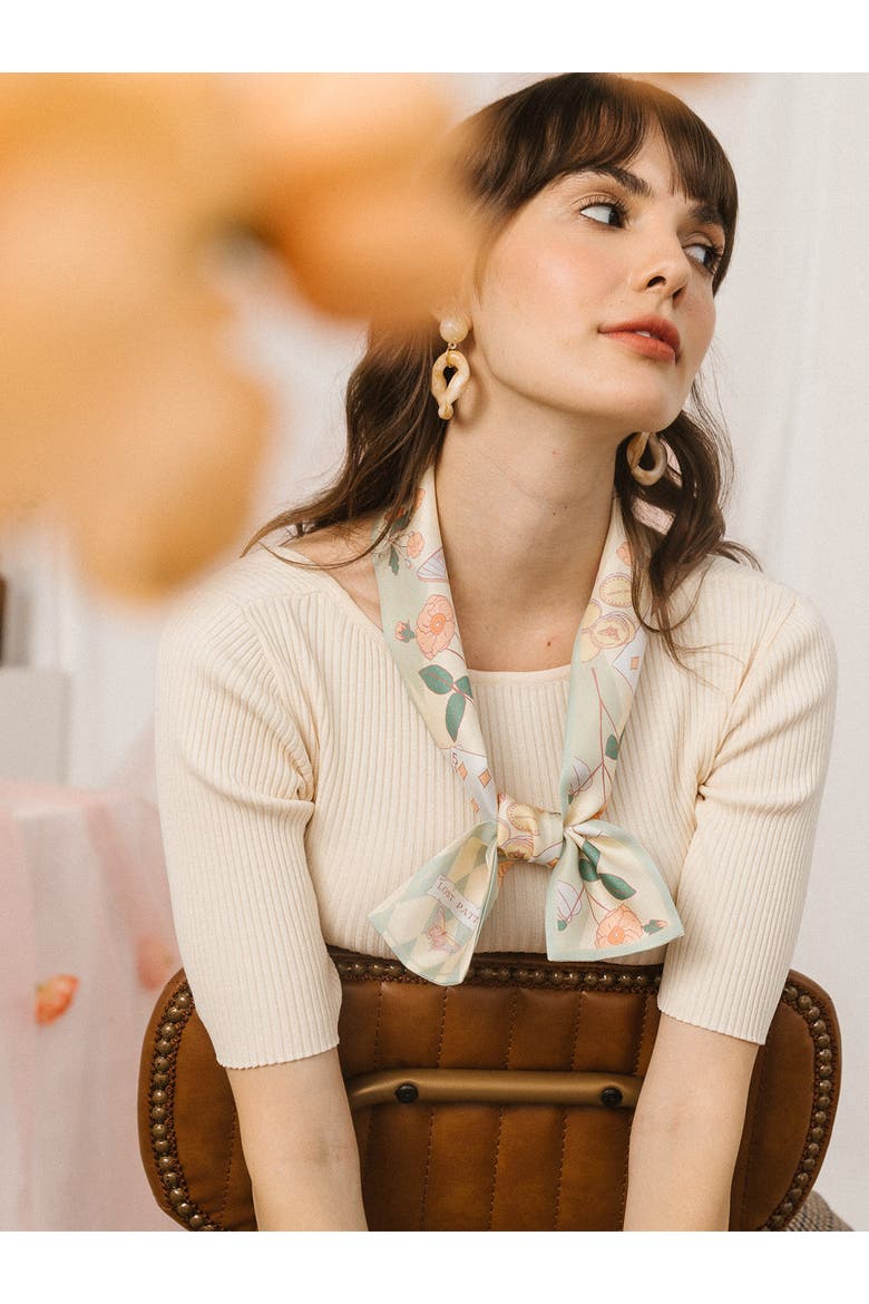 "Wonderland" Silk Twill Neck Bow, Alternate, color, Pastel Green