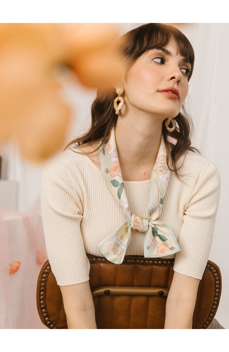 Lost Pattern NYC "Wonderland" Silk Twill Neck Bow, Alternate, color, Pastel Green