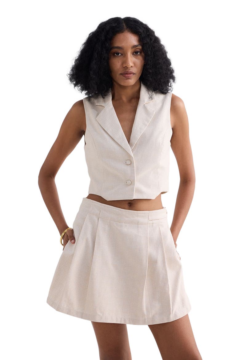Cropped Cotton Tweed Vest, Alternate, color, Chestnut Twist
