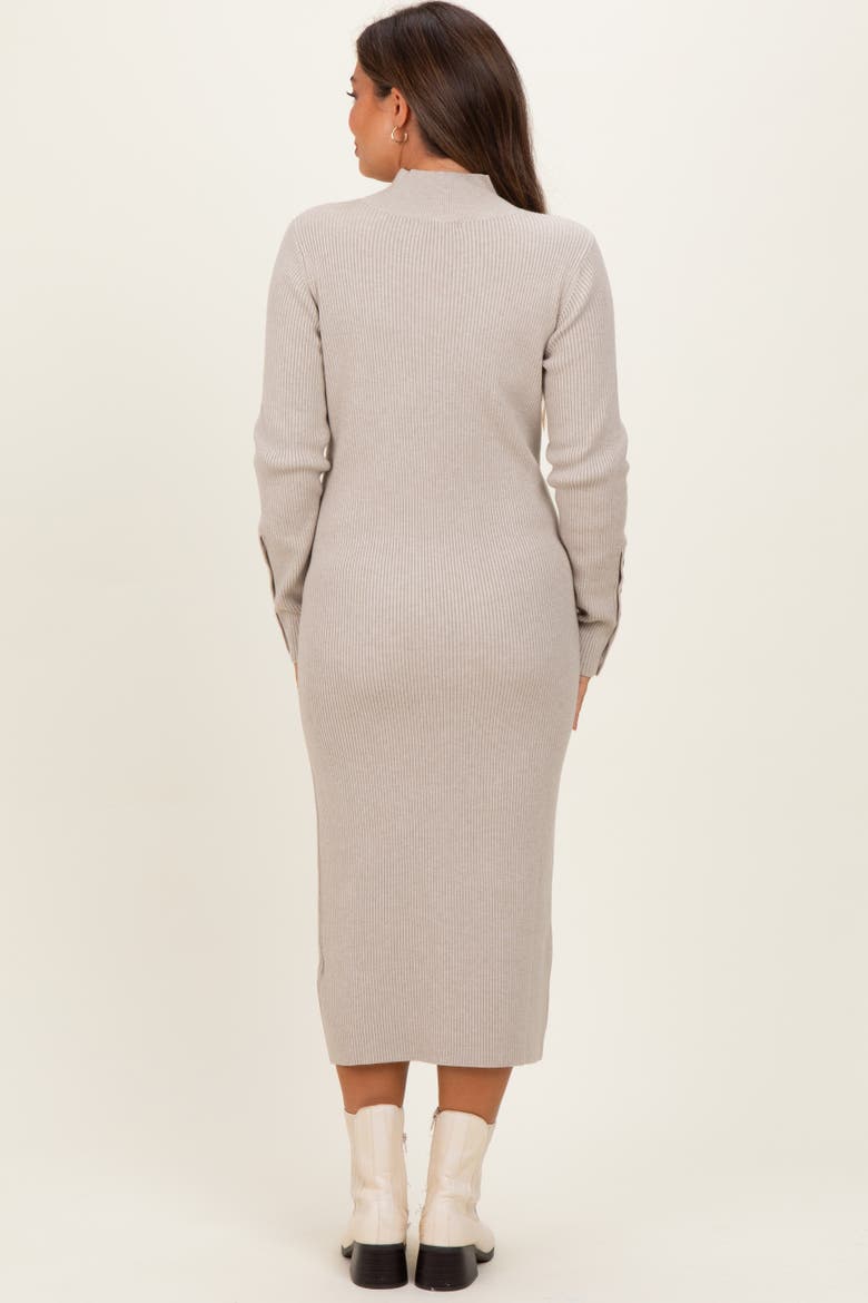 Button Sleeve Sweater Midi Dress, Alternate, color, Heather Grey