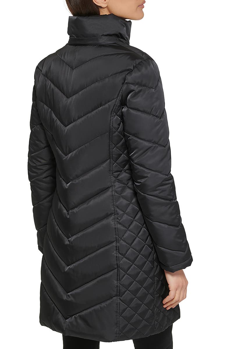 Kenneth Cole New York Faux Fur Trim Longline Puffer Jacket, Alternate, color, 