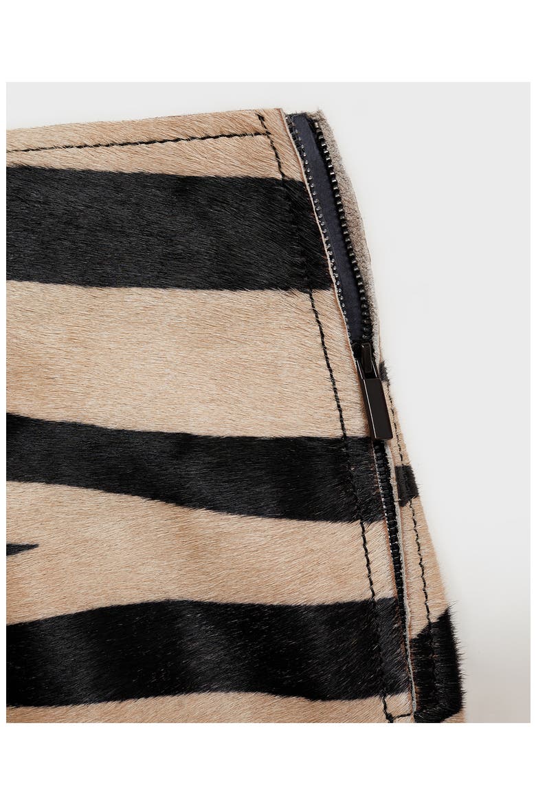 Zebra Print Genuine Calf Hair Skirt, Alternate, color, BLACK
