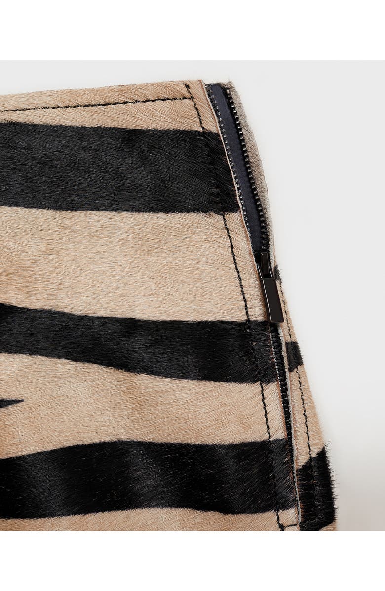 MANGO Zebra Print Genuine Calf Hair Skirt, Alternate, color, 