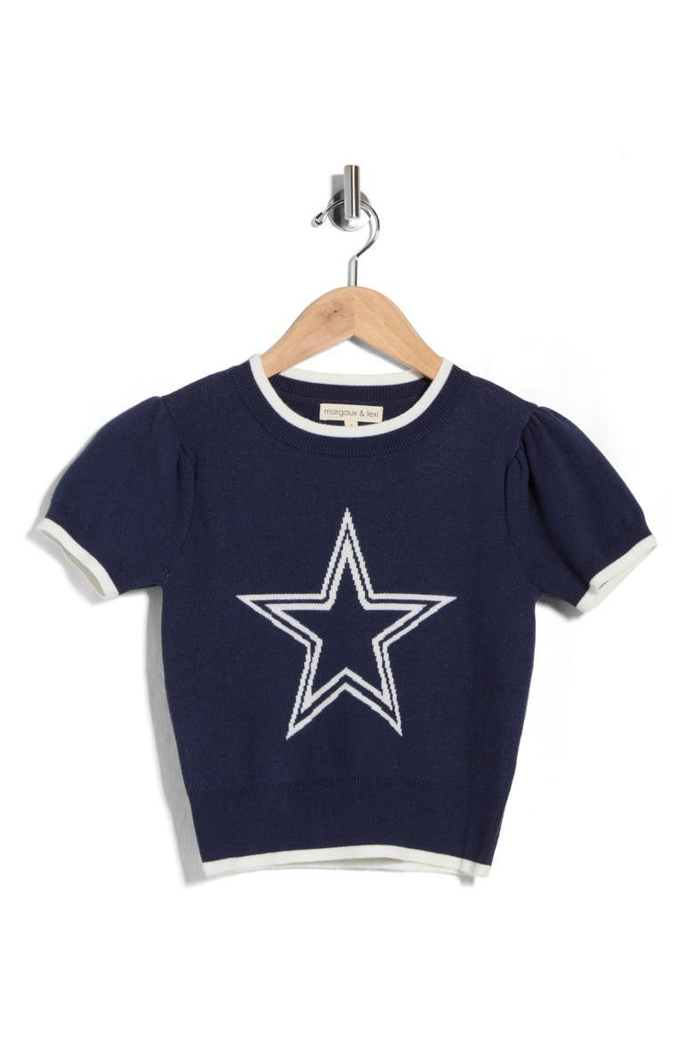 Kids' Star Jacquard Short Sleeve Sweater, Main, color, NAVAL ACADEMY