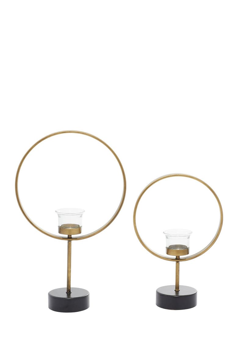 Gold Metal Tealight Candle Holder - Set of 2, Main, color, GOLD
