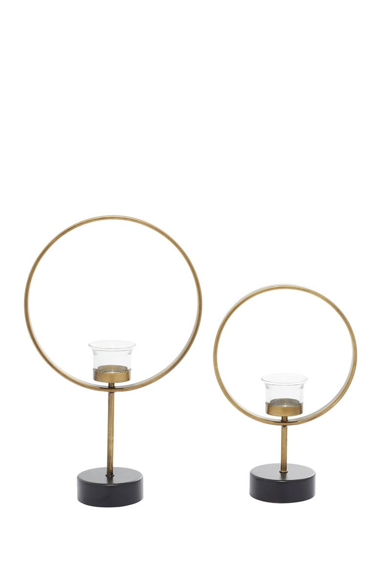 VIVIAN LUNE HOME Gold Metal Tealight Candle Holder - Set of 2, Main, color, Gold