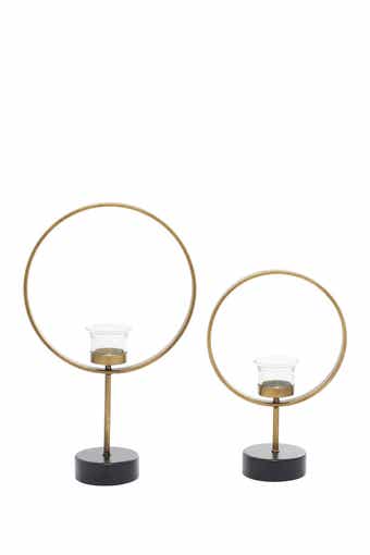 VIVIAN LUNE HOME Gold Metal Tealight Candle Holder - Set of 2