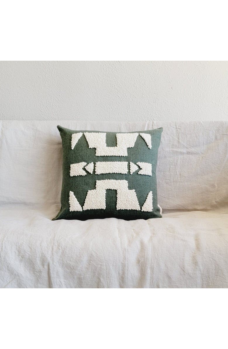 kanju Interiors Ndebele Forest Green Throw Pillow - Cover Only, Main, color, Forest Green
