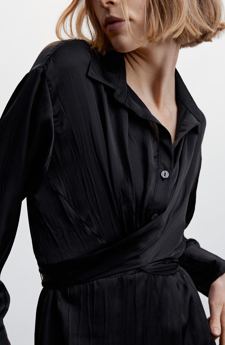 MANGO Long Sleeve Button-Up Midi Dress, Alternate, color, 