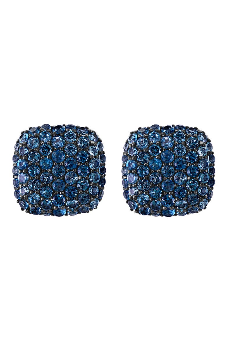 Sterling Silver Pavé London Blue Topaz Stud Earrings, Alternate, color, BLUE