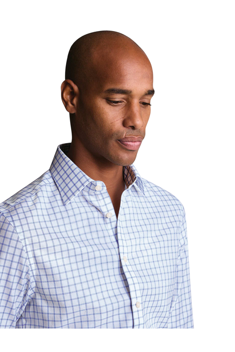 Non-Iron Twill Grid Check Shirt, Alternate, color, Sky Blue