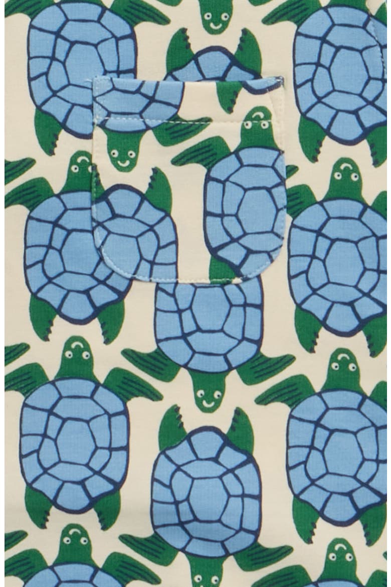 Solid T-Shirt & Shortalls Set, Alternate, color, BLUE GEO TURTLES