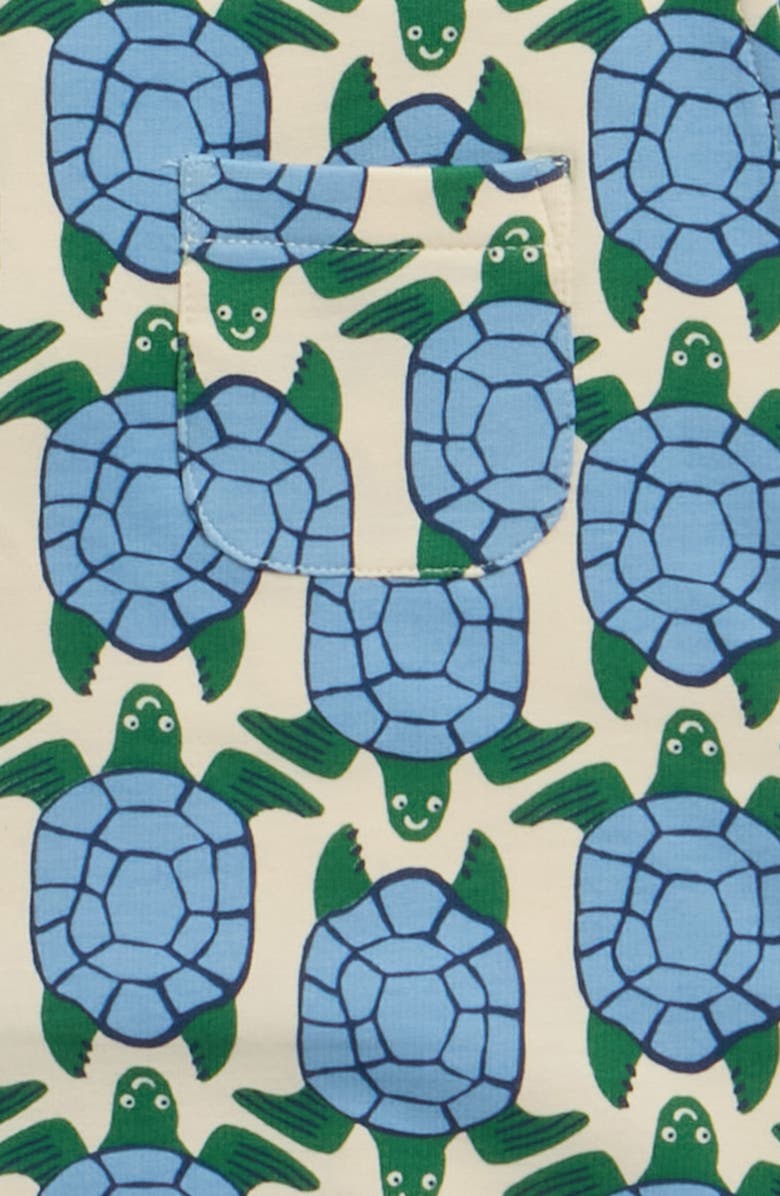 Mini Boden Solid T-Shirt & Shortalls Set, Alternate, color, Blue Geo Turtles