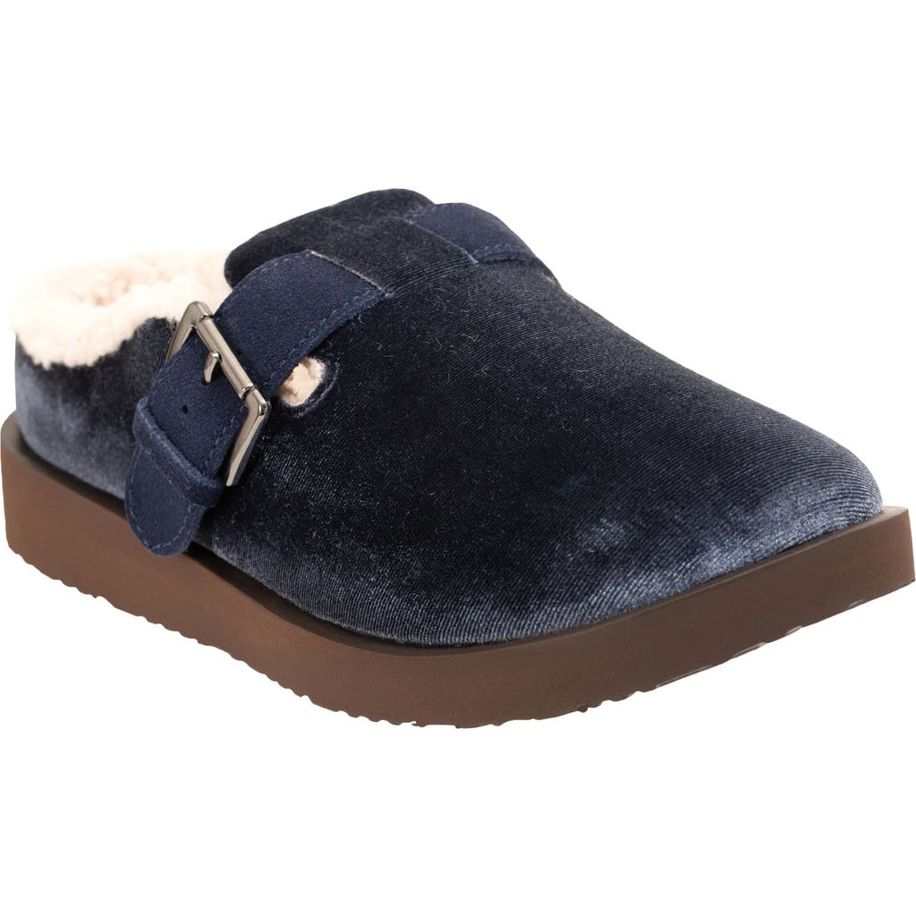 Revitalign Gift Velvet Faux Shearling Lined Slipper In Blue