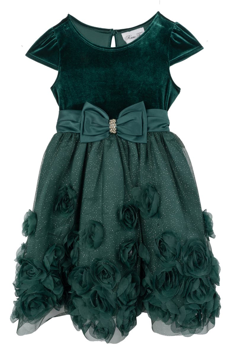 Rare Editions Kids' Velvet Bodice Soutache Party Dress, Main, color, Hunter