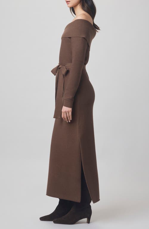 Splendid X @cellajaneblog Over The Shoulder Sweater Dress In Brown