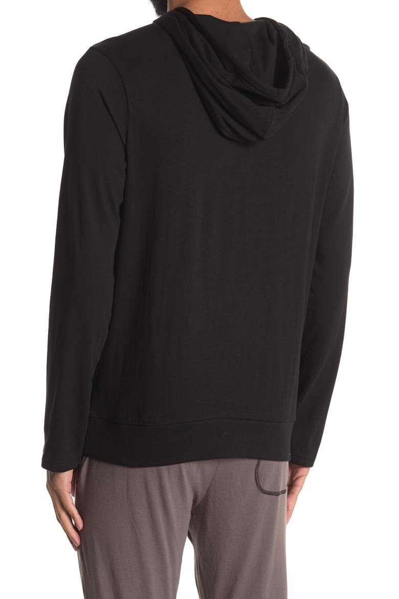 Long Sleeve Light Weight Hooded Henley, Alternate, color, BLACK