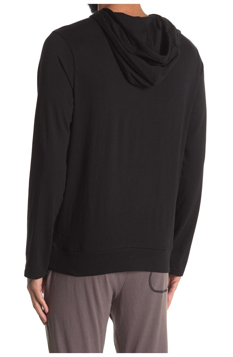 UNSIMPLY STITCHED Long Sleeve Light Weight Hooded Henley, Alternate, color, Black