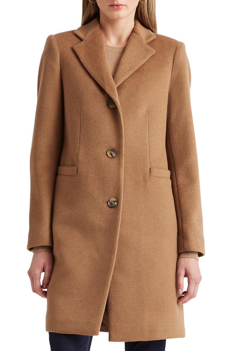 Plaid Wool Blend Reefer Coat, Main, color, NEW VICUNA