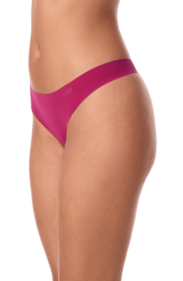 DKNY Litewear Cut Anywhere Thong, Alternate, color, Red Plum