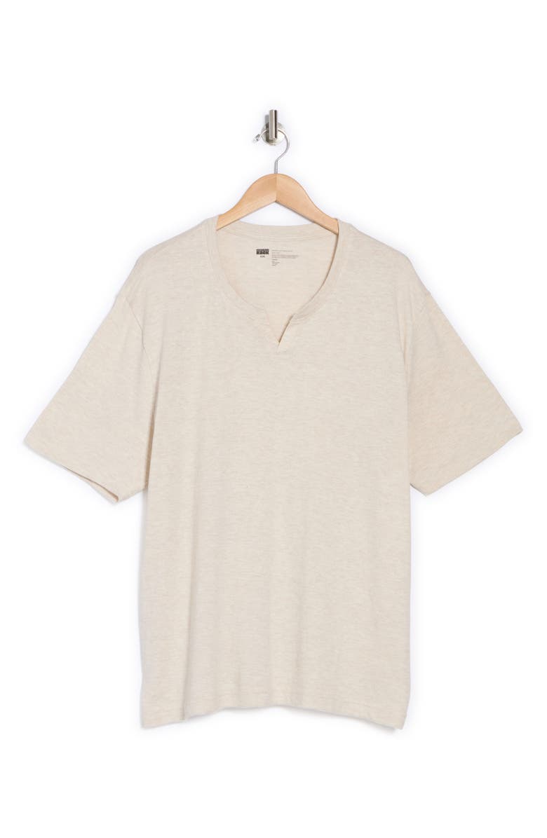 NORDSTROM RACK Cotton & Linen Blend Notch Neck Tee, Alternate, color, Oatmeal Heather