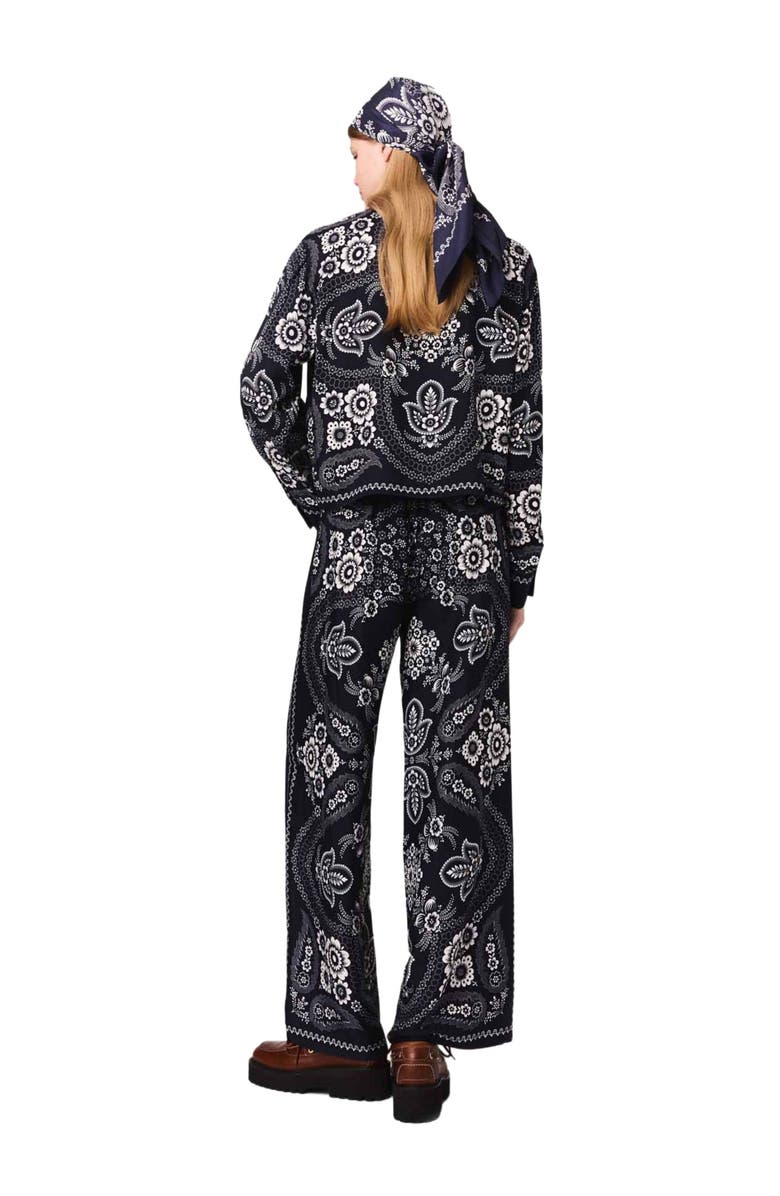 maje Flowing bandana print pants, Alternate, color, Navy Bandana Print