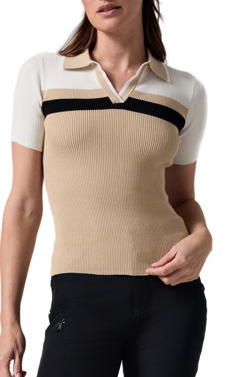 Alp N Rock Zoey Stripe Johnny Collar Rib Polo In Wheat